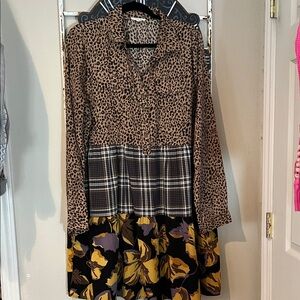 Stylish Leopard and Floral Patchwork Dress